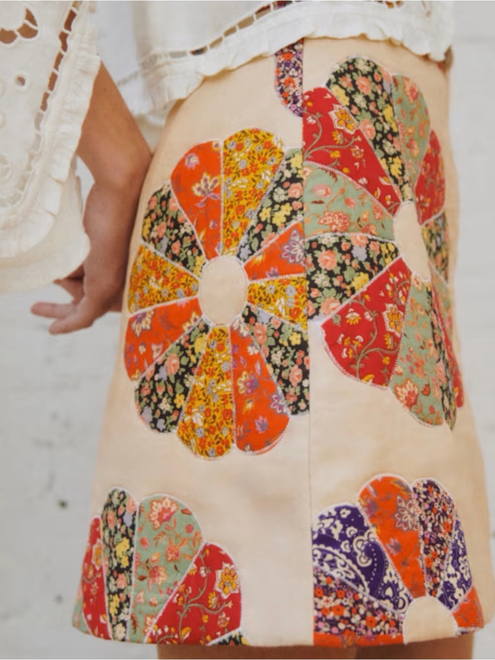 EUC Sezane x Sea NY Patchwork Skirt